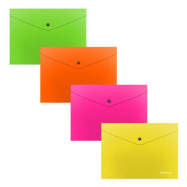 Папка-конверт на кнопке А6 0,15мм Glossy Neon ERICH KRAUSE 50303
