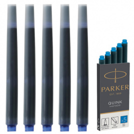 Картриджи чернильные PARKER (Германия) Cartridge Quink, КОМПЛЕКТ 5 шт., смываемые, 1950383, синие
