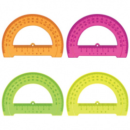 Транспортир 12 см, 180 градусов, пластик, СТАММ Neon Cristal, тонированный, неон. ассорти, ТР31