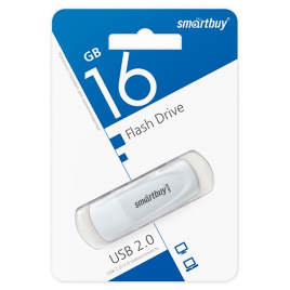 Флеш-драйв 16GB USB 2.0 Scout белый е/п SMARTBUY SB016GB2SCW