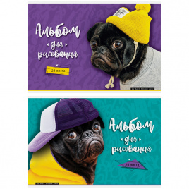 Альбом для рисования 24л., А4, на скрепке ArtSpace Питомцы. Pug