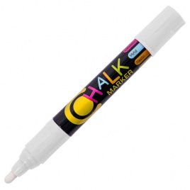 Маркер меловой круглый наконечник 2.5мм белый Chalk Marker водная основа FLEXOFFICE FO-CM01-WHITE