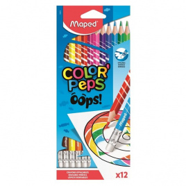 Карандаши трехгранные 18цв Color'Peps Oops с ластиком карт упак е/п MAPED 832812