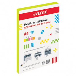 Бумага цветная А4 75г/м2 неон 100л желтый DEVENTE 2072944/2072207