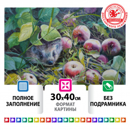 Картина стразами (алмазная мозаика) 30х40 см, ОСТРОВ СОКРОВИЩ Ёжик, без подрамника, 662564