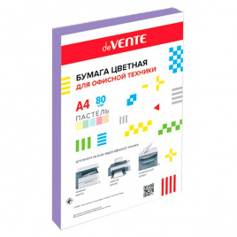 Бумага цветная А4 80г/м2 пастель 20л сиреневый DEVENTE 2072903/2072237