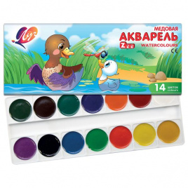 Краски акварельные 14цв ZOO карт упак ЛУЧ 22с1418-08