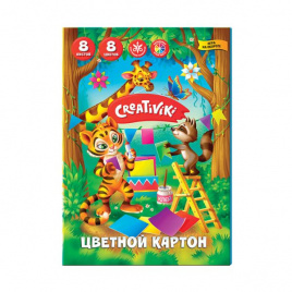 Картон цв. немел. Creativiki А5 8 цв. 8 л. 190 г/м2