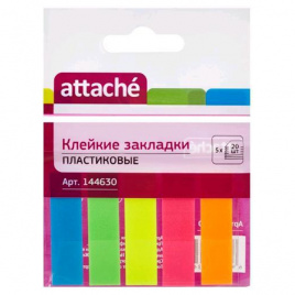 Закладки клейкие пластик 12*45 5цв*20л неон е/п ATTACHE 144630