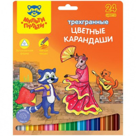 Карандаши цветные Мульти-Пульти Енот в Испании, 24цв., трехгран., заточен., картон, европодвес