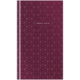 Телефонная книга А5, 80л., 7БЦ, OfficeSpace Моноколор. Burgundy (бордовый), выборочный уф-лак, с высечкой
