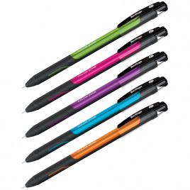 Ручка шариковая Berlingo Color Zone stick 0,7мм, синяя, прорезиненный корпус ассорти