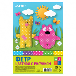 Фетр с рисунком А4 2мм 05л 05цв Горошек е/п DEVENTE 8113208