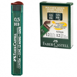 Грифели запасные FABER-CASTELL, КОМПЛЕКТ 12 шт, HB, полимерный, 0,5 мм, FCOF9125_НВ