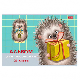 Альбом для рисования 24л/скрепка ламин Хорошо быть ёжиком HATBER 24А4тВ