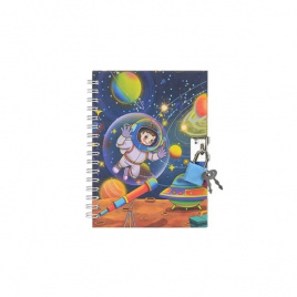 Книжка записная А6 48л клетка/гребень тв ламин Космос +замочек ассорти MIRACULOUS МС-5592