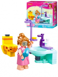 Конструктор пластик.SLUBAN.Розовая мечта.В ванной(50 дет,1 фигура,в коробке) (Арт. M38-B0800A)
