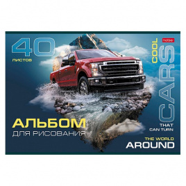 Альбом для рисования 40л/скрепка мелов Cool cars ассорти (5диз HATBER 40А4В