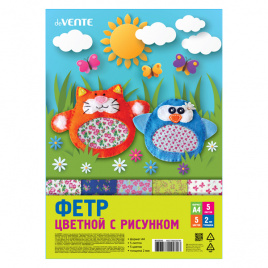 Фетр с рисунком А4 2мм 05л 05цв Цветочный паттерн е/п DEVENTE 8113210