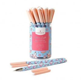 Ручка маслян. LOREX ILLEGALLY CUTE.UNICORN серия Slim Soft 0,50 мм синий, кругл. прорезин. корп., игловид.наконеч.