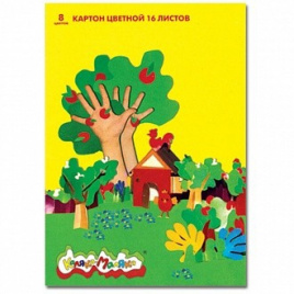 Картон цв. немел. 8 цв. 16 л. Каляка-Маляка