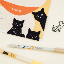 Закладки магнитные для книг, 3шт., MESHU Black cat