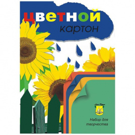 Картон цветной тонир двуст А4 12л 04цв Подсолнухи в папке ЛИЛИЯ ХОЛДИНГ Н12
