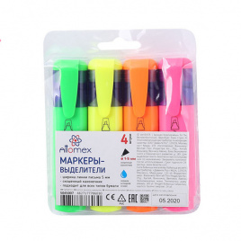 Маркеры в наборе текстовыделители 04цв корпус плоский 1-5мм (ж/з/р/о) е/п ATTOMEX 5045007