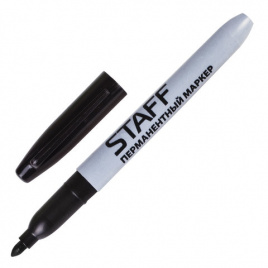 Маркер перманентный (нестираемый) STAFF, эргономичный корпус, круглый након. 2,5мм, черный, 151233