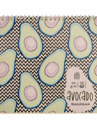 Скетчбук 48л. АВОКАДО В РАЗРЕЗЕ (48-5645) на гребне, обл. мел. картон, блок 80г, 190х190