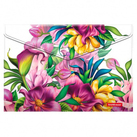 Папка-конверт на кнопке А4 0,18мм Tropical Flowers ERICH KRAUSE 55322