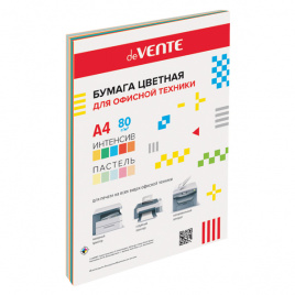 Бумага цветная А4 80г/м2 MIX интенсив/пастель 50л (10цв*5л) DEVENTE 2072257