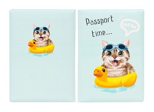 Обложка на паспорт Веселый кот ПВХ ОП-9551 фото 1