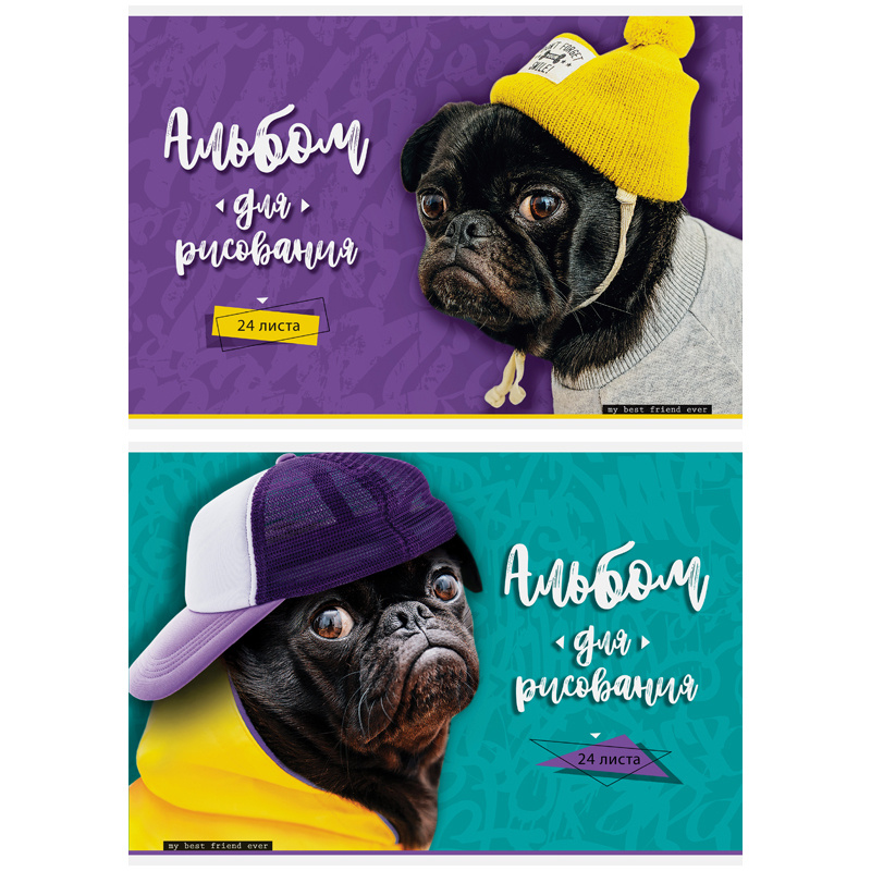 Альбом для рисования 24л., А4, на скрепке ArtSpace Питомцы. Pug фото 1