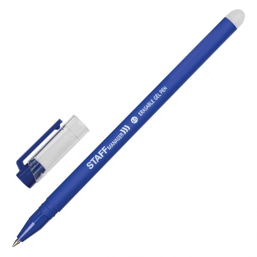 Ручка стираемая гелевая STAFF Manager EGP-656, СИНЯЯ, прорезиненный корпус, линия письма 0,35 мм, 143656 фото 1