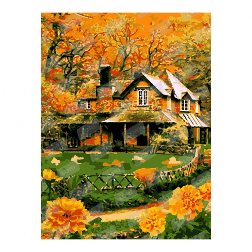 Рх-005 Картина по номерам холст на подрамнике 30*40 см Осенний домик фото 1