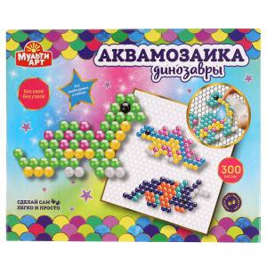 Набор д/детского тв-ва аквамозаика 300 бусин, ДИНОЗАВРЫ МУЛЬТИ АРТ в кор.48шт фото 1