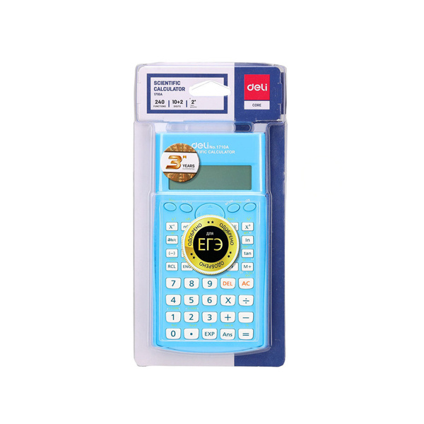 Калькулятор инженерный 10+2-разрядный 2 строки синий DELI E1710A/BLU фото 1
