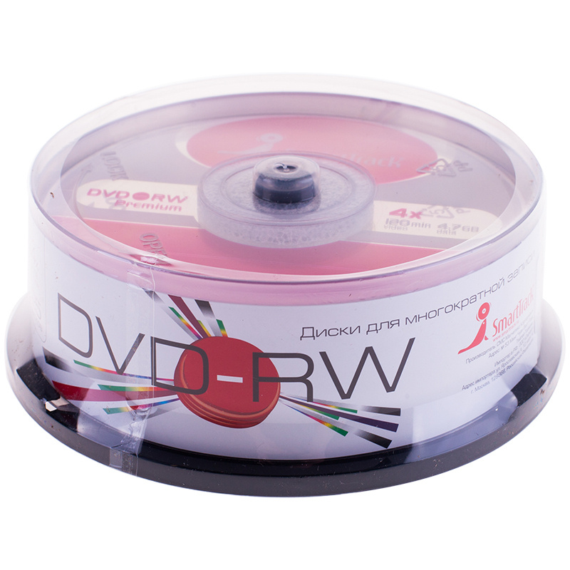 Диск DVD-RW 4.7Gb Smart Track 4x Cake Box (25шт) фото 1