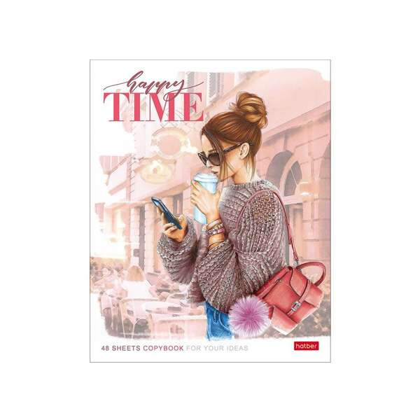 Тетрадь 48л клетка ламин Happy time ассорти (5диз) HATBER 48Т5лВ1 фото 1