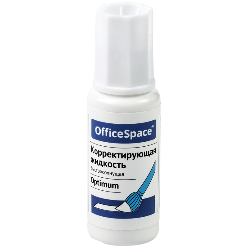 Корректирующая жидкость OfficeSpace Optimum, 15мл, на химической основе, с кистью фото 1