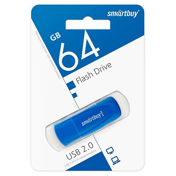 Флеш-драйв 64GB USB 2.0 Scout синий е/п SMARTBUY SB064GB2SCB фото 1