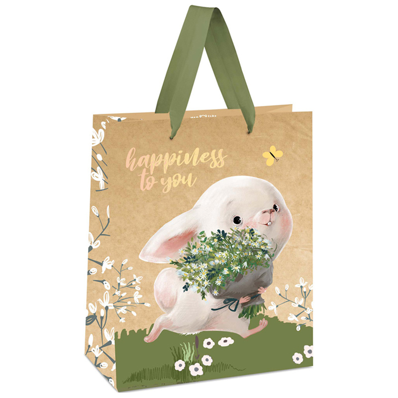Пакет подарочный 18*23*10см MESHU Happiness to you, отд. фольгой, крафт фото 1