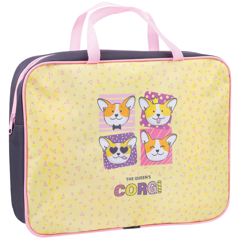 Папка с ручками А4 ArtSpace Corgi, полиэстер, на молнии, 70мм фото 1