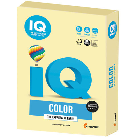 БУМАГА А4 IQ 160Г/М 10Л. PALE ЖЕЛТ. YE23 фото 1