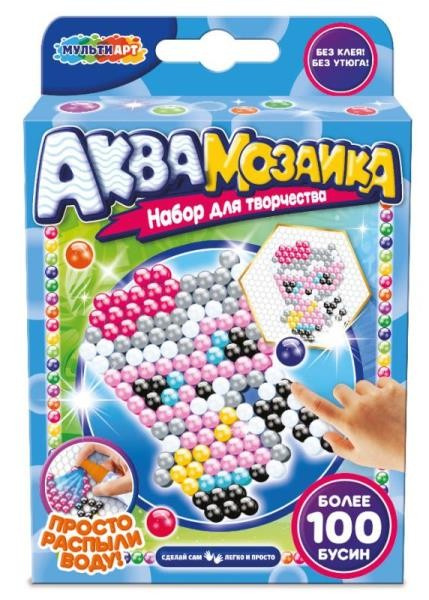 Набор д/детского тв-ва аквамозаика енотик 100 бусин МУЛЬТИ АРТ в кор.48шт фото 1