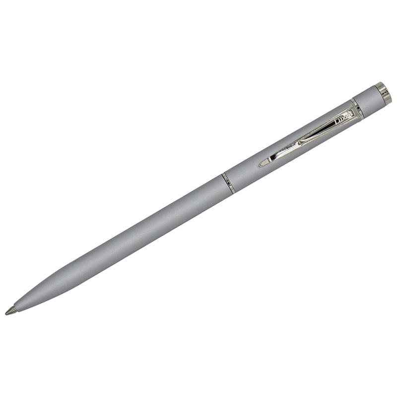 Ручка шариковая Luxor Sleek, синяя, 1,0мм, корпус серый металлик, поворотный механизм фото 1